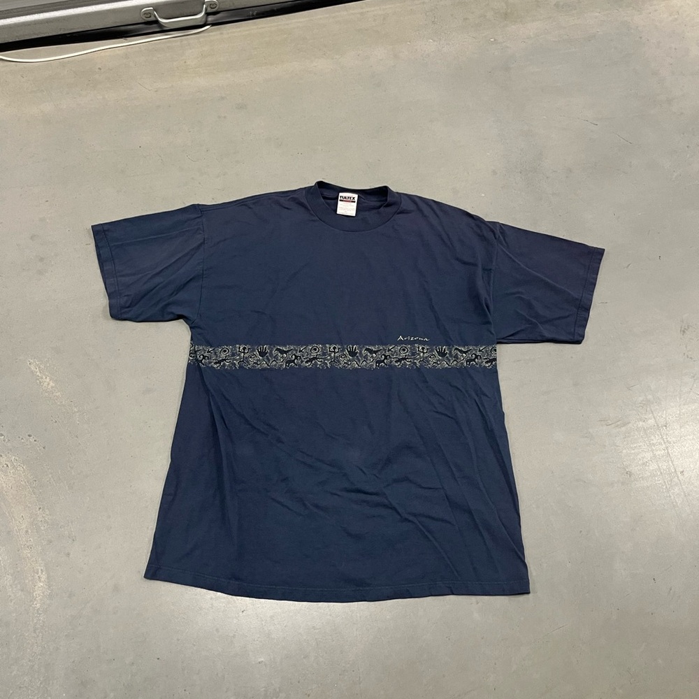 Vintage Y2K Tultex Arizona Wraparound Graphic T Shirt Navy blue Size 2XL